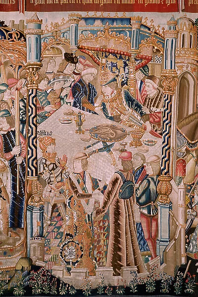 Flemis tapestry. Series The History of Thebe (De geschiedenis van Thebe-La Historia de Tebas): Tidio and Polyneses (Tideus en Polineikes, Tidio y Polineces). Ca 1490-1500. Detail