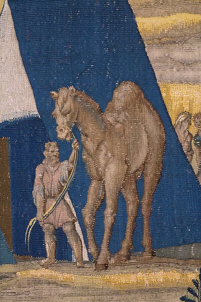 Flemish tapestry. Series The History of Moses. Moses at the mount Sinai. Atelier Joost van Herzele. Ca 1550. Detail