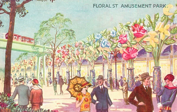 Floral Street, Amusement Park (colour litho)