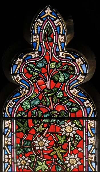 Floral window with date palm, 1864 (stained glass)