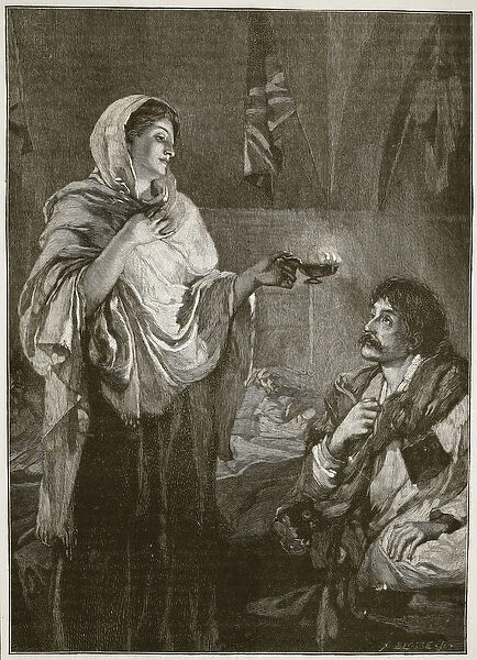 Florence Nightingale in the Hospital at Scutari, illustration from Cassell