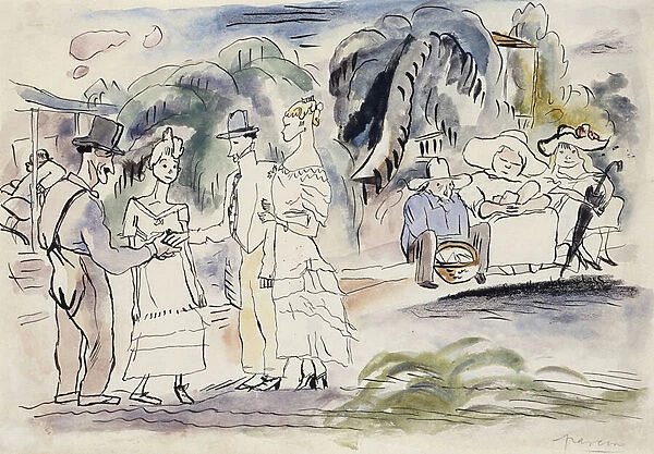 In Florida; En Floride, c. 1917 (watercolour, pen and india ink on buff paper)