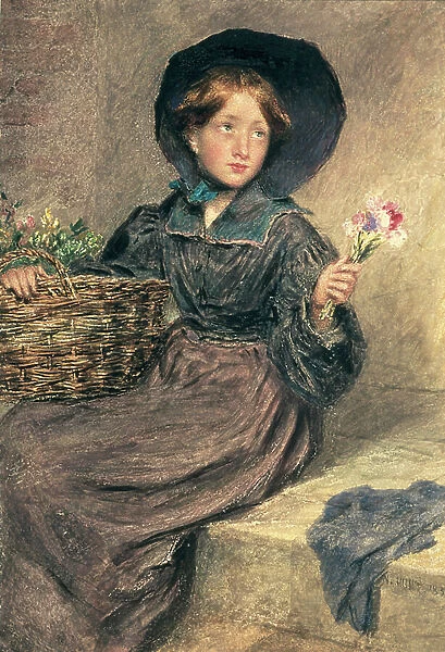 The Flower Girl, 1833 (w / c & bodycolour on paper)