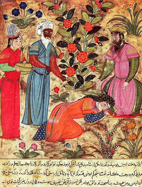 Fol. 101 A Woman Beseeching the Sultan, from The Book of Kalila and Dimna