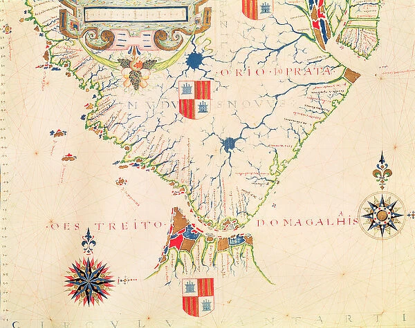 Fol. 13 Map of South America and the Magellan Straits, from an atlas, 1571 (vellum)