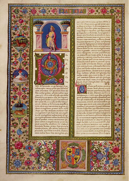 Fol. 195v Letter from St. Paul to Cortina, from the Borso d Este Bible. Vol 2 (vellum)