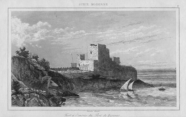 Fort at the Entrance of the Port of Beirut, from Syrie Moderne (engraving)