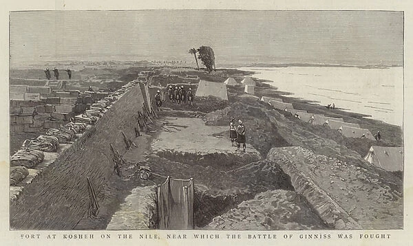 Fort at Kosheh on the Nile, near which the Battle of Ginniss was fought (engraving)
