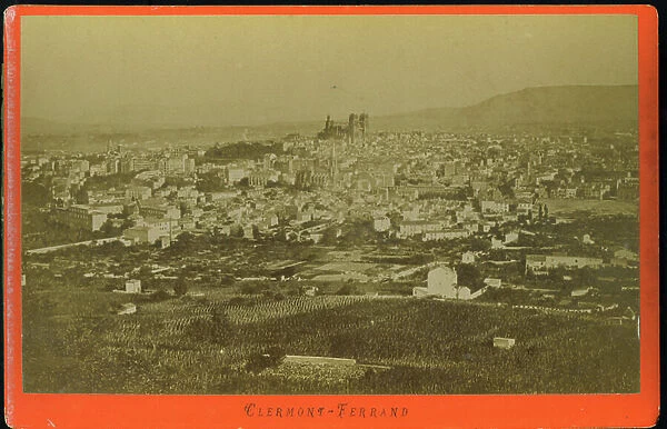 France, Auvergne, Puy-de-Dome (63), Royat: General view of the city with the cathedrale in restoration, 1866