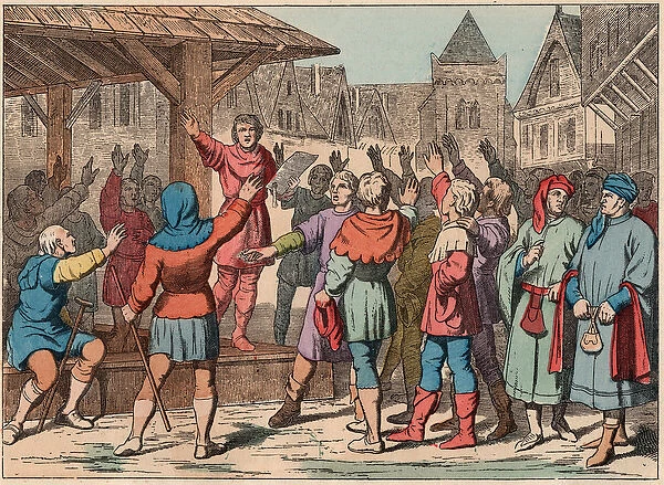 France in the Middle Ages: the communes - Communal Charter - Oath - Engraving of the end