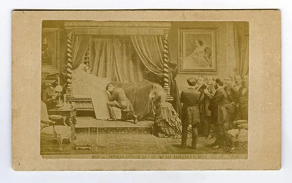 France, Photograph of an engraving depicting the death of Emperor Napoleon III in London, 1873