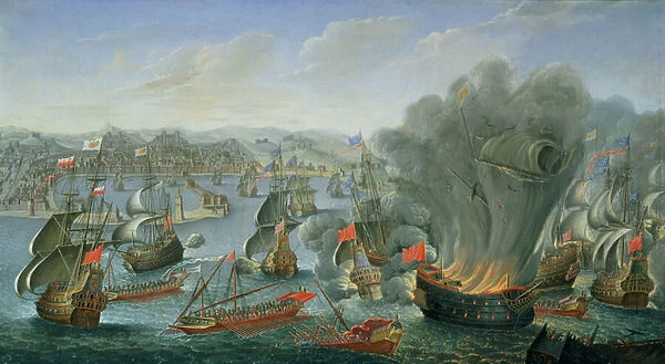 Franco-Spanish Action off the Port of Barcelona in July 1642, (oil on canvas)