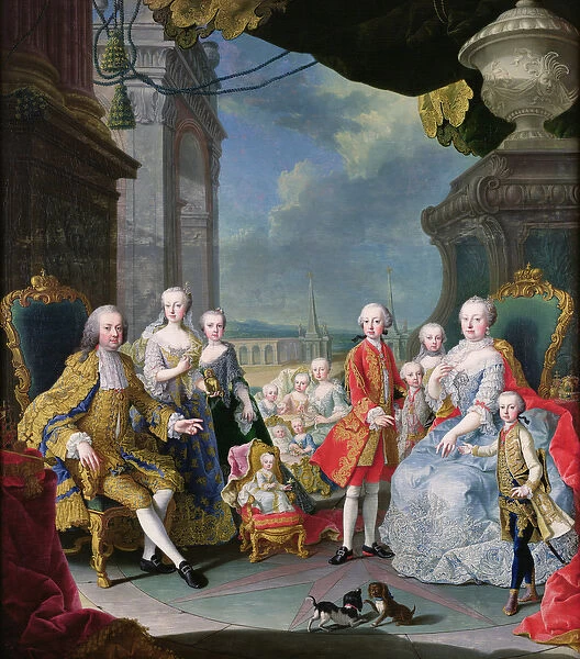 Franz Stephan I (1708-65) with his wife Marie-Therese (1717-80) and their children