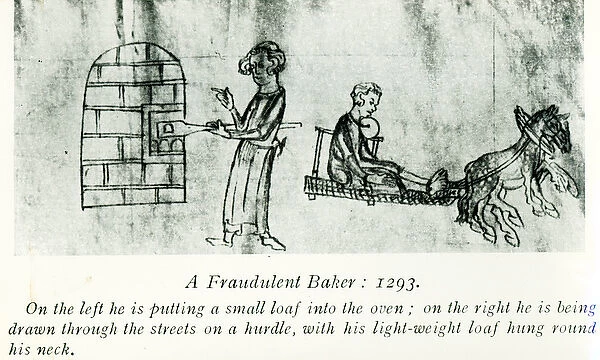 A Fraudulent Baker, 1293 (engraving) (b  /  w photo)