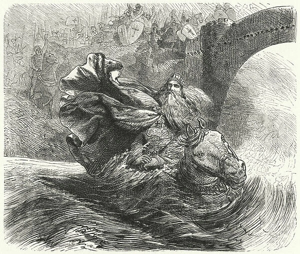 Frederick Barbarossa drowning in the River Saleph on the Third Crusade, 1190 (engraving)