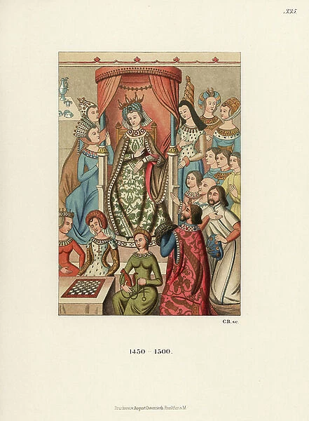 French costumes of the 15th century, 1889 (chromolithograph)