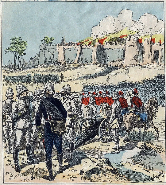 French expedition to Dahomey (present-day Benin). General Dodds forming his columns of