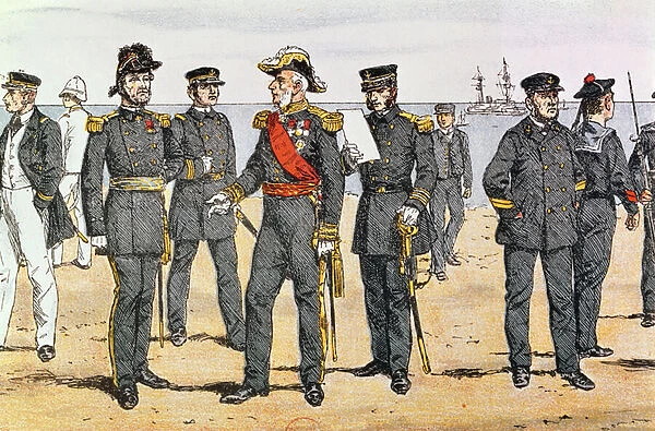 French navy uniforms, late 19th century (colour litho)