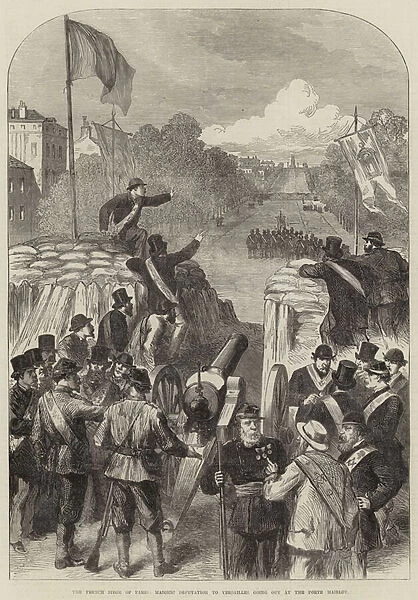 The French Siege of Paris, Masonic Deputation to Versailles going out at the Porte Maillot (engraving)