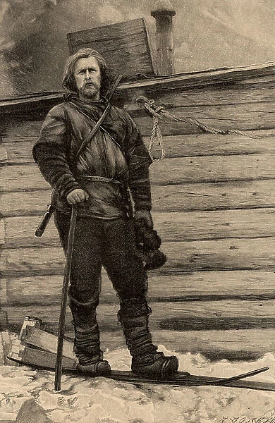Fridtjof Nansen (1861-1930) Norwegian Arctic explorer, 1896 (engraving)