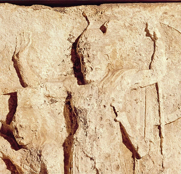 Frieze depicting a Greek general at the Siege of Troy (stone) (detail)