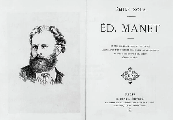 Frontispiece of book by Emile Zola 'Edouard Manet. Etude biographique et critique' 1867, on l: portrait of Edouard Manet