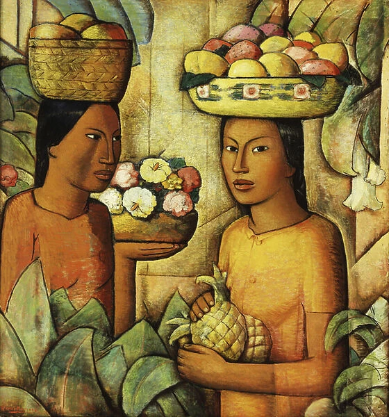 Fruits and Flowers; Frutas y Flores, (oil on canvas)
