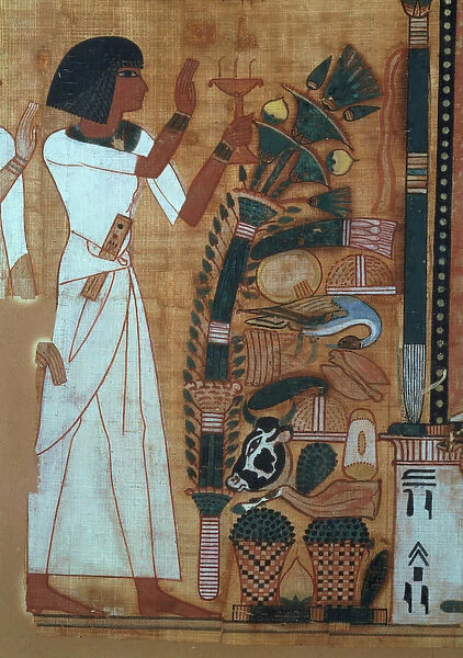 The Fumigation of Osiris, page from the Book of the Dead of Neb-Qued, Egyptian