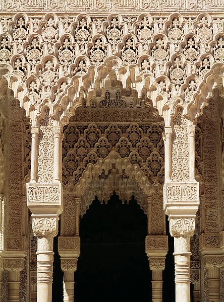 Detail of a gallery arch, from the Court of the Lions (stucco)