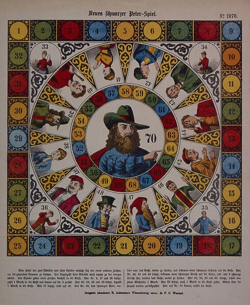 Game of Schwarzer Peter, or Black Peter, broadsheet published by Ackermann