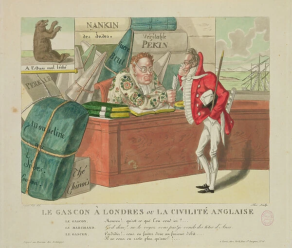 The Gascon in London, or English Civility, 1806 (colour litho)