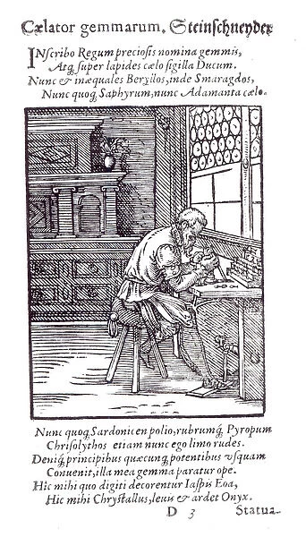 The Gem Engraver, published by Hartman Schopper (woodcut) (b  /  w photo)