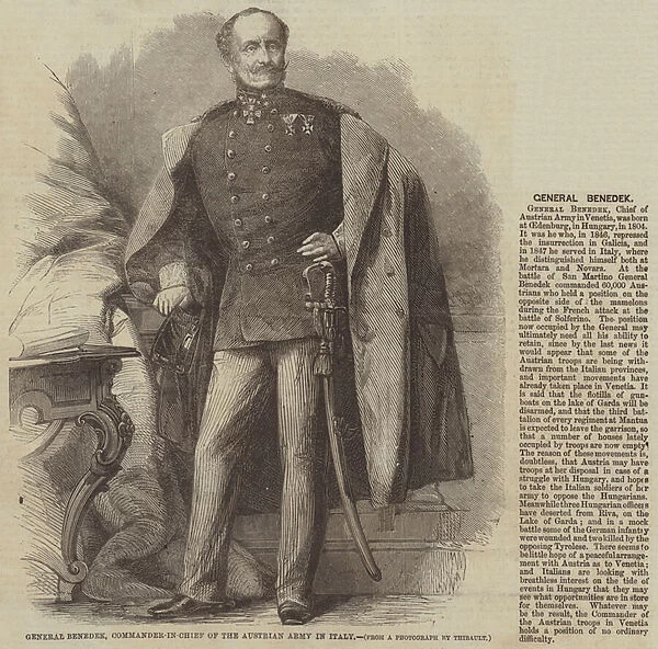 General Benedek, Commander-in-Chief of the Austrian Army in Italy (engraving)