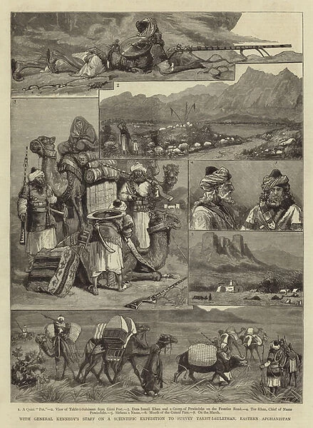 With General Kennedys Staff on a Scientific Expedition to survey Takht-i-Suleiman, Eastern Afghanistan (engraving)