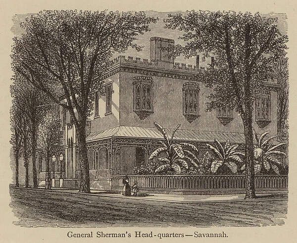 General Shermans Head-quarters, Savannah (engraving)