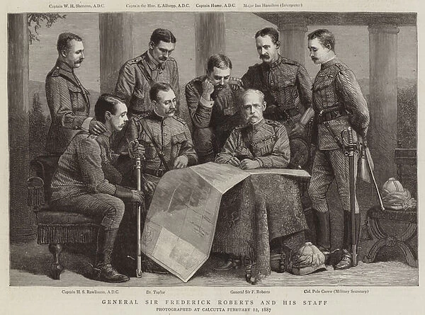 General Sir Frederick Roberts and his Staff (engraving)