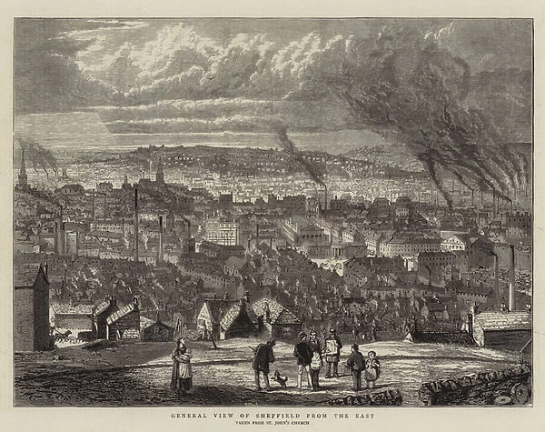 General View of Sheffield from the East (engraving)