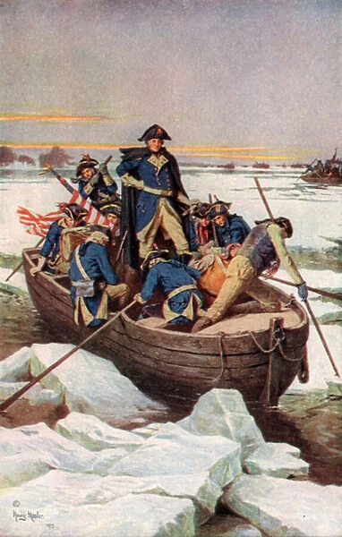 George Washington crossing the Delaware (colour litho)