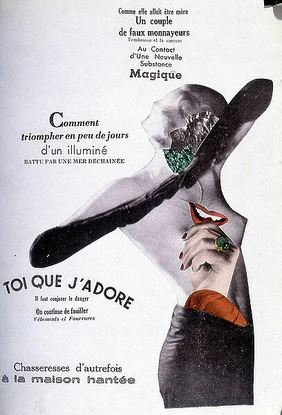 Georges Hugnet (+ 1974), collage from 'La Seventh Face du De', 1935