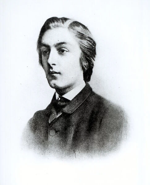 Gerard Manley Hopkins (1844-89) (engraving) (b  /  w photo)
