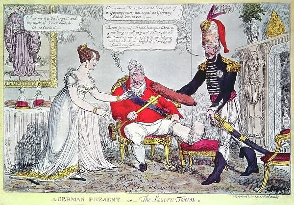 A German Present or the Lovers Token, 1816 (coloured engraving)
