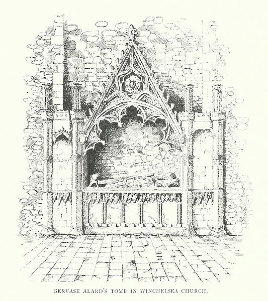 Gervase Alard's Tomb in Winchelsea Church (litho)