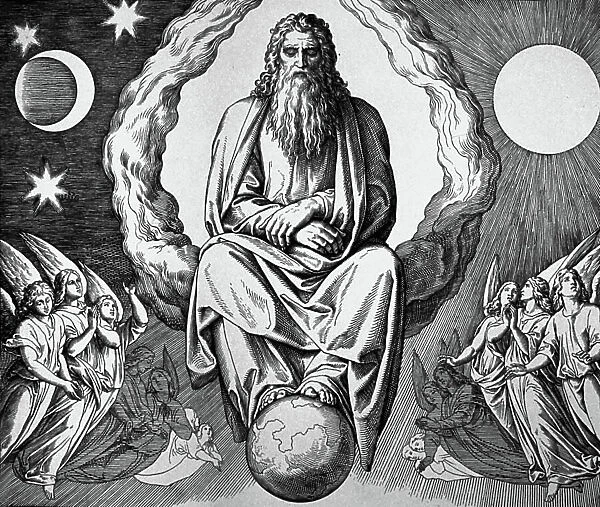 God is resting after the creation of the world, 1860 (engraving)