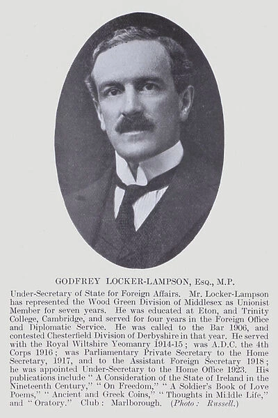 Godfrey Locker-Lampson, Esq, MP (b  /  w photo)