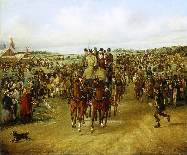 Going to the Derby, (oil on canvas)