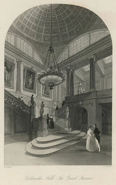 Goldsmiths Hall, the Grand Staircase (engraving)