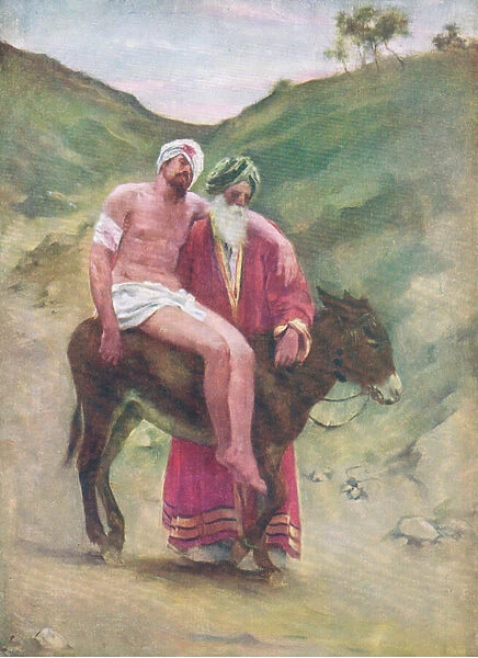The good Samaritan, from The Bible Picture Book published by Thomas Nelson, c