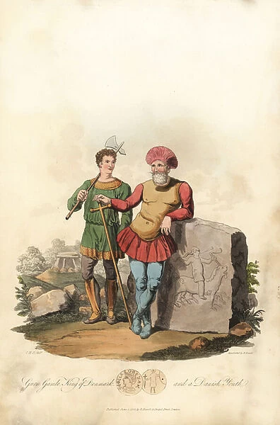 Gormo the Old, King of Denmark and a Danish youth. 1821 (engraving)