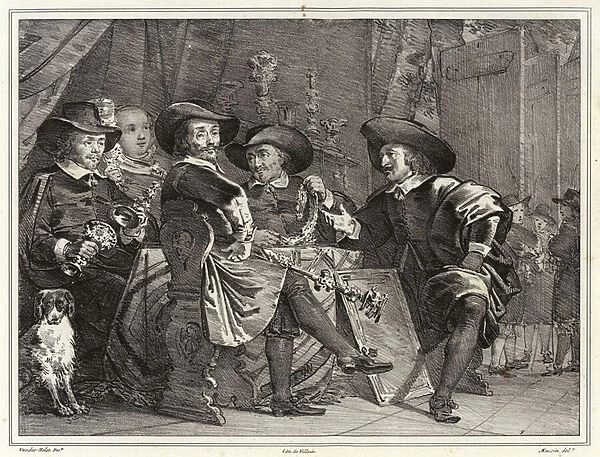 Governors of the archers civic guard, Amsterdam (litho)