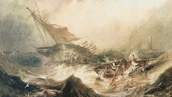 Grace Darling and her father row to the rescue of the Forfarshire wrecked off